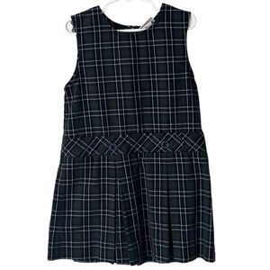 Elderwear Becky Thatcher Round Neck Kick Pleat Jumper Green Plaid Size 5